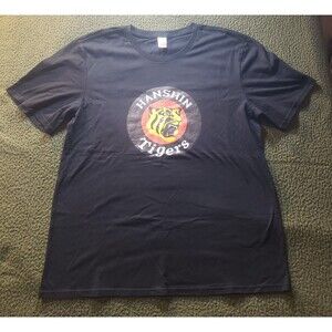 Hanshin Tigers Baseball Team Black Cotton T-Shirt Size XL Retro Vintage Look